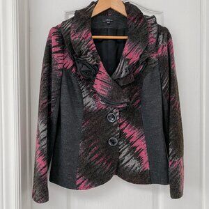 Vex Collection - Double Button Up Blazer with Pattern & Rose Collar